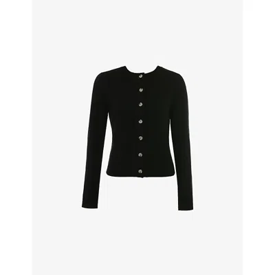 House Of Cb Womens Black Round-neck Merino-wool And Cashmere-blend Cardigan