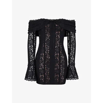 House Of Cb Womens Sadie Off-shoulder Lace Mini Dress Black