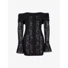 House Of Cb Womens Black Sadie Off-shoulder Lace Mini Dress In Black