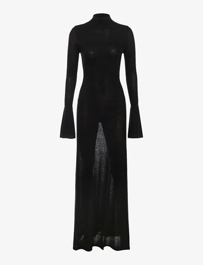 House Of Cb Womens Black Sancha Backless Stretch-knit Maxi Dress
