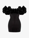 House Of Cb Womens Black Selena Off-shoulder Stretch-satin Mini Dress In Black