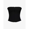 House Of Cb Of Cb Womens The Strapless Stretch-jersey Corset Top Black In Black