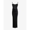 House Of Cb Womens Black Valentina Draped Corset Satin Maxi Dress In Black