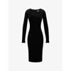 House Of Cb Womens Black Velvet Asha Square-neck Stretch-woven Midi Dress In Black