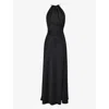 House Of Cb Womens Black Zanab Halter-neck Thigh-split Woven Maxi Dress