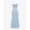 House Of Cb Womens Joan Lace-up Lace Maxi Dress Bluebell In Bluebell