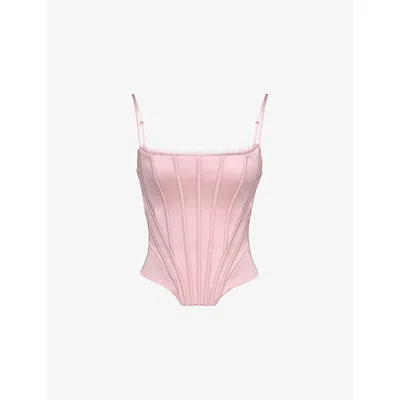 House Of Cb Cadie Satin Corset Top In Pink