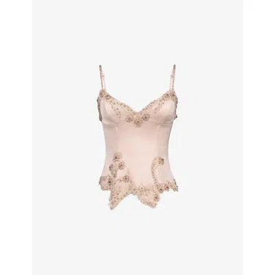 House Of Cb Womens Blush Saloma Bead-embellished Corset To In Pink