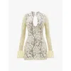 House Of Cb Brianna Long Sleeve Lace Body-con Minidress In Buttermilk