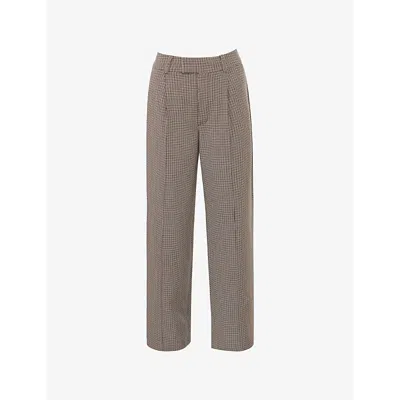House Of Cb Womens Hayden Checked Stretch-woven Trousers Brown Puppytooth