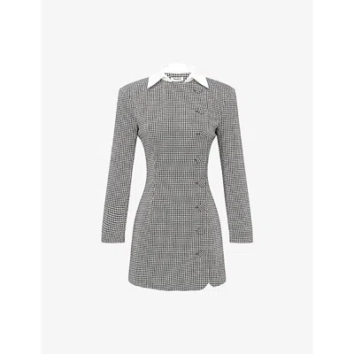 House Of Cb Womens Leoni Check Bodycon Stretch-woven Mini Dress Brown Puppytooth