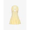 House Of Cb Womens Butter Yellow Ailani Halter Neck Woven Mini Dress In Yellow