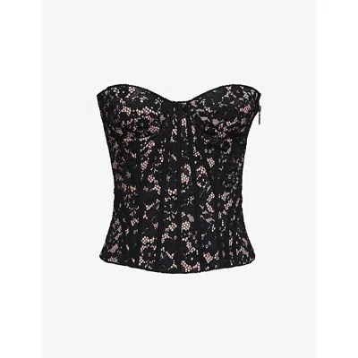 House Of Cb Womens Cafe Au Lait Solaine Floral Lace Corset To In Black