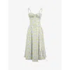 House Of Cb Womens Soft Blue Vintage Carmen Sleeveless Cotton-blend Midi Dress