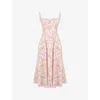 House Of Cb Womens Pink Meadow Rosalee Floral-print Stretch Cotton-blend Midi Dress In Pink Meadow Print