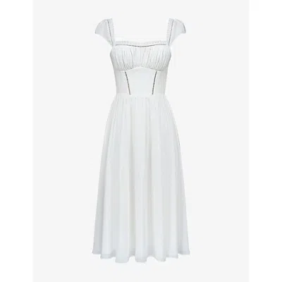 House Of Cb Womens Clouddancer Thea Puff-sleeved Lyocell Maxi Dress In White