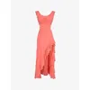 House Of Cb Womens Coral Aloura Georgette Ruffle Woven Maxi Dress In Pink