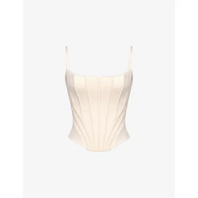 House Of Cb Womens Cream Cadie Graphic-print Satin Corset To In Pink