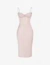 House Of Cb Myrna Corset Satin Midi Dress In Crystal