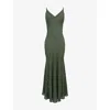 House Of Cb Womens Forest Green Sacha Georgette Panelled Woven Maxi Dress In Green
