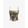 House Of Cb Womens Gold Leopard Print Cadie Graphic-print Satin Corset To In Gold
