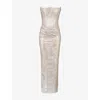 House Of Cb Womens Persephone Strapless Corset Woven Maxi Dress Gold