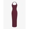 House Of Cb Womens Grape Lusilla Halterneck Stretch-mesh Midi Dress In Red