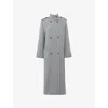 House Of Cb Womens Grey Sander Funnel-neck Double-breasted Woven Coat