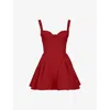 House Of Cb Womens Bunny Sweetheart-neck Flared-skirt Stretch-crepe Mini Dress Haute Red In Haute Red