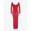 Shop House Of Cb Of Cb Womens Holly Red Everly Mesh Maxi Dress With Bodysuit