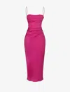 House Of Cb Womens Hot Pink Teia Sweetheart-neck Satin-crepe Midi Dress In Hot Pink