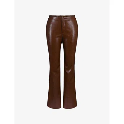 House Of Cb Womens  Adara Flared-leg Faux-leather Trousers In Brown
