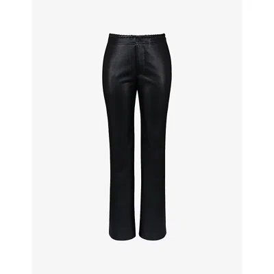House Of Cb Womens Black Adara Flared-leg Vegan-leather Trousers