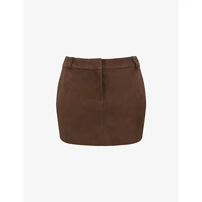 House Of Cb Womens  Adelise Faux-suede Mini Skirt In Brown