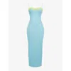 House Of Cb Womens Ocean Blue Aiza Floral-print Stretch-mesh Maxi Dress In Ocean Blue