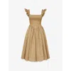 House Of Cb Womens Gold Alessandra Damask-pattern Satin-jacquard Midi Dress In Gold
