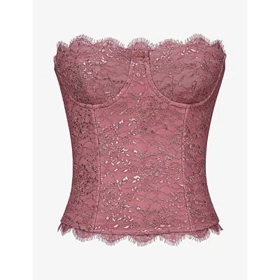 House Of Cb Womens  Alexia Strapless Floral-lace Corset To In Pink
