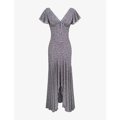 House Of Cb Womens  Amina Rose-print Georgette Maxi Dress In Lilac Vintage Floral