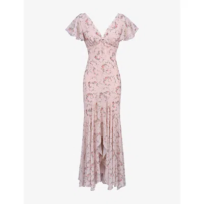 House Of Cb Womens  Amina Rose-print Georgette Maxi Dress In Pink Vintage Rose