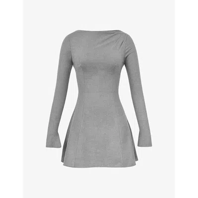 House Of Cb Womens Grey Angelique Long-sleeved Stretch-woven Mini Dress