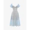 House Of Cb Austen Lace Flutter Sleeves Midi Dress In Bluebell