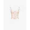 House Of Cb Of Cb Womens Cream Vintage Callie Lace-up Stretch-cotton Corset Top