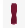 HOUSE OF CB OF CB WOMENS CABERNET CASSIDY FLUTED-HEM MESH MAXI SKIRT XS