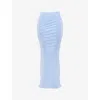 House Of Cb Womens Bluebell Cassidy Fluted-hem Stretch-mesh Maxi Skirt In Bluebell