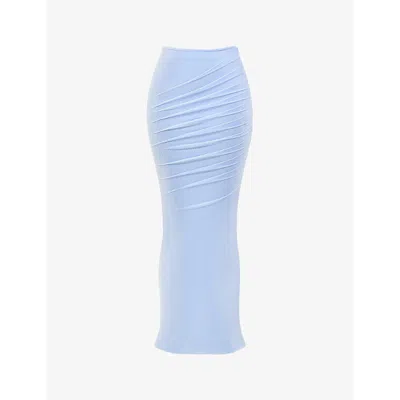 House Of Cb Womens Bluebell Cassidy Fluted-hem Stretch-mesh Maxi Skirt