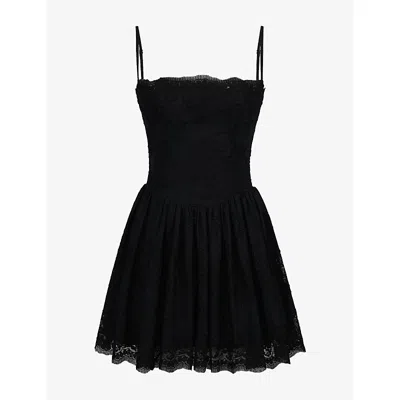 House Of Cb Womens  Chloe Broderie-anglaise Cotton-blend Mini Sundress In Black