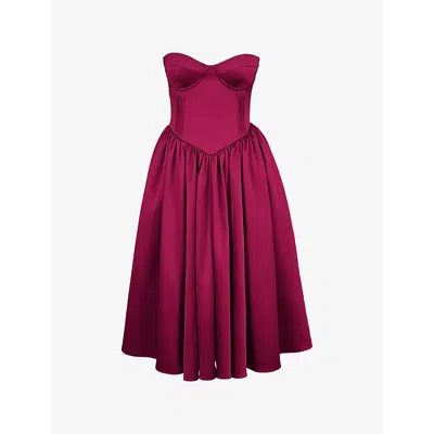House Of Cb Womens  Coco Satin Midi Dre In Burgundy