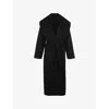 House Of Cb Womens Black Cocoon Draped-shawl Wool-blend Coat In Black