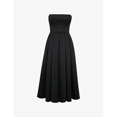 House Of Cb Womens Contessa Corseted-bodice Satin Midi Dress Black