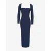 House Of Cb Womens Corinthia Long-sleeve Bodycon Stretch-woven Maxi Dress Midnight In Midnight